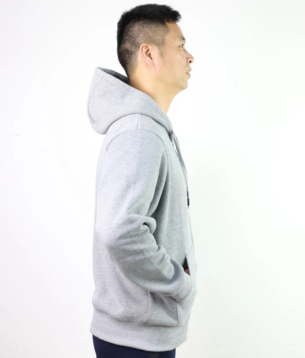 Men&prime;s Wholesale Customize Logo Cozy Fleece Lined Hoodie Full Zip Solid Color Garment