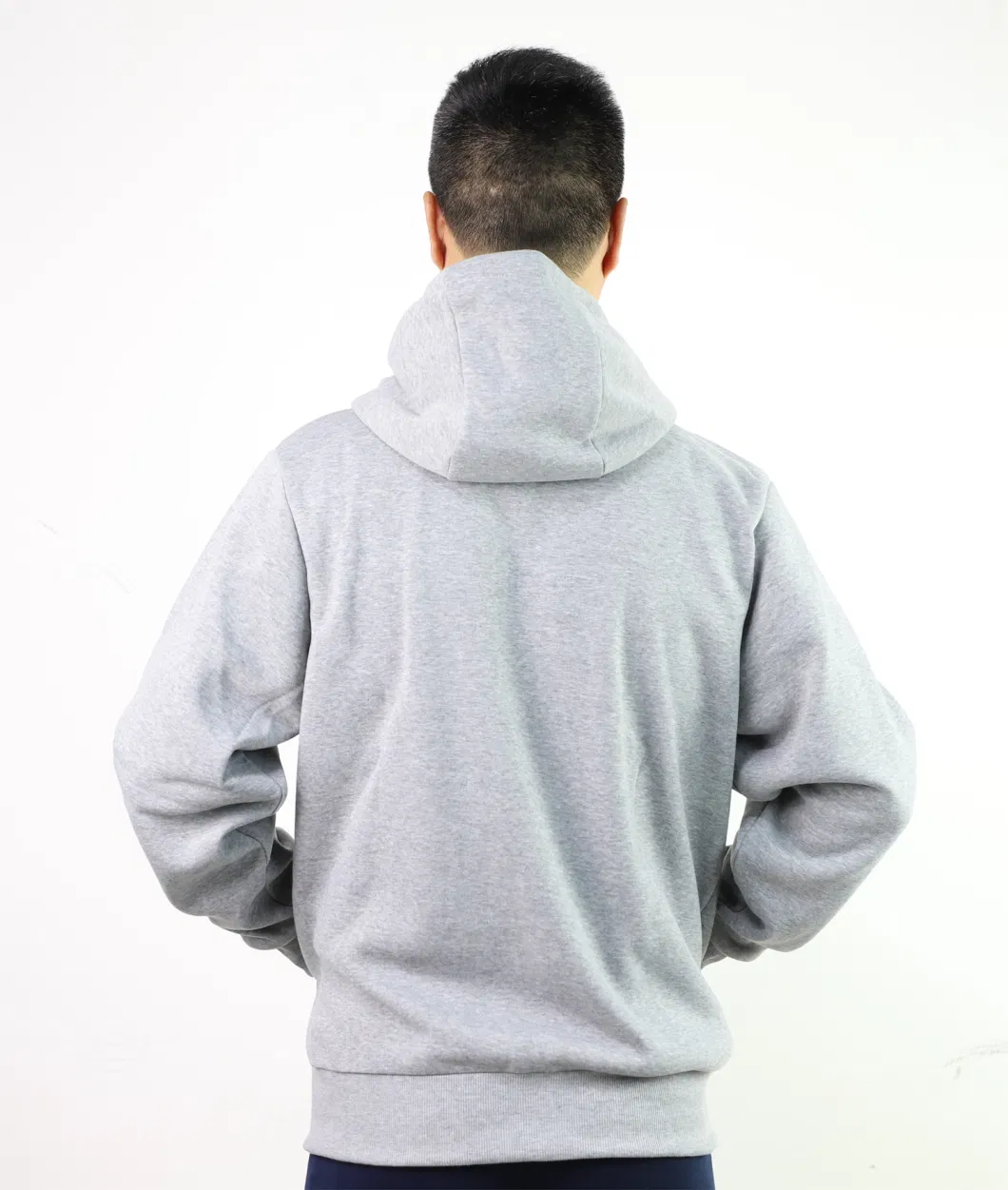 Men&prime;s Wholesale Customize Logo Cozy Fleece Lined Hoodie Full Zip Solid Color Garment